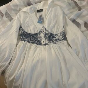 Toile de Jouy Patchy Shirt Dress